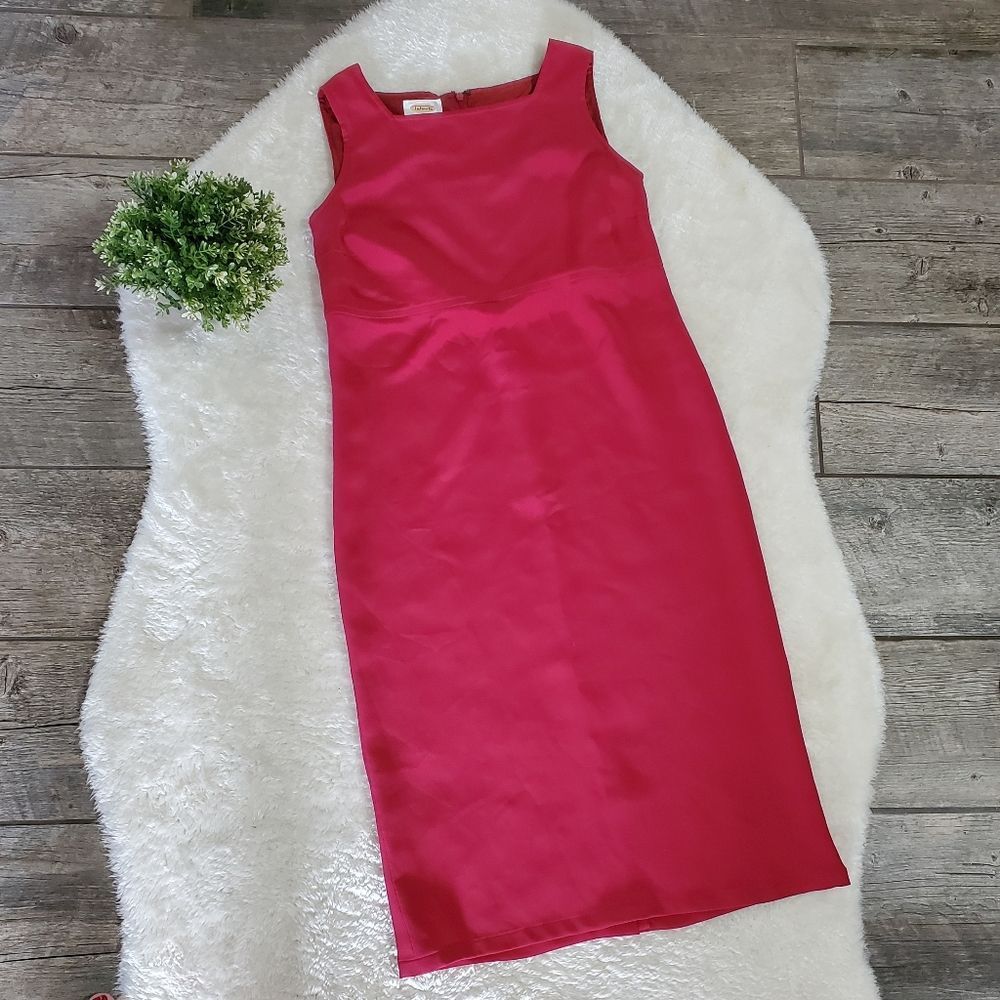 Talbots Berry Pure Silk Sleeveless Square Neck Dress, Size 8